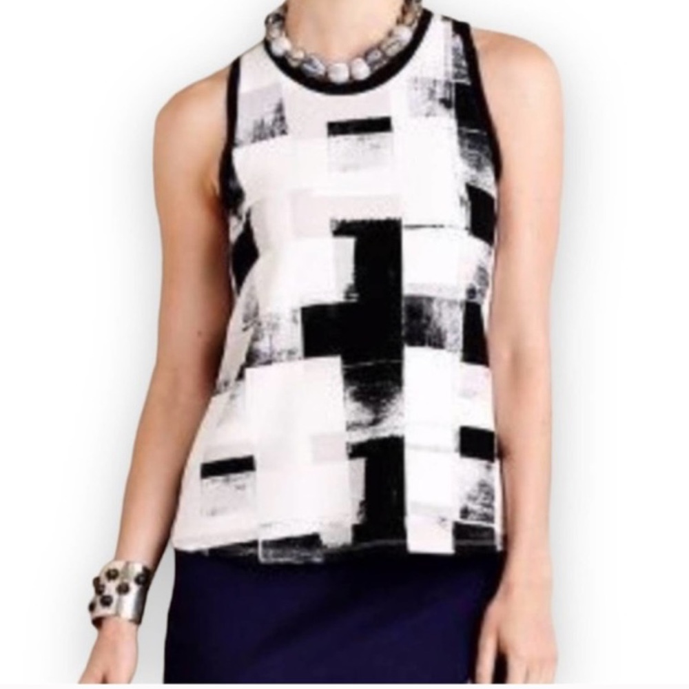 Anthropologie Postmark Anzere Abstract Black & White Top Size Small
